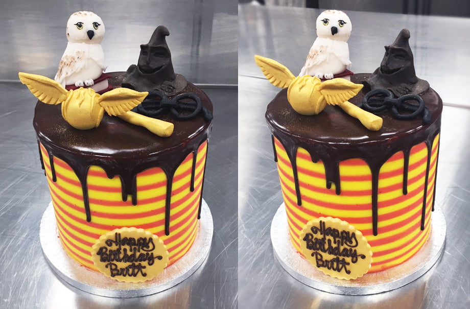 Harry Potter bespoke theme birthday cake design complete with fondant Harry Potter decorations!