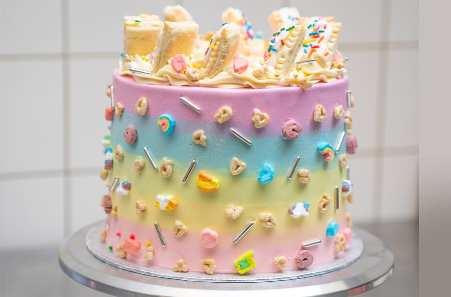 Bespoke Lucky Charm Cereal Milk Birthday Cake in our Fulham Bakery