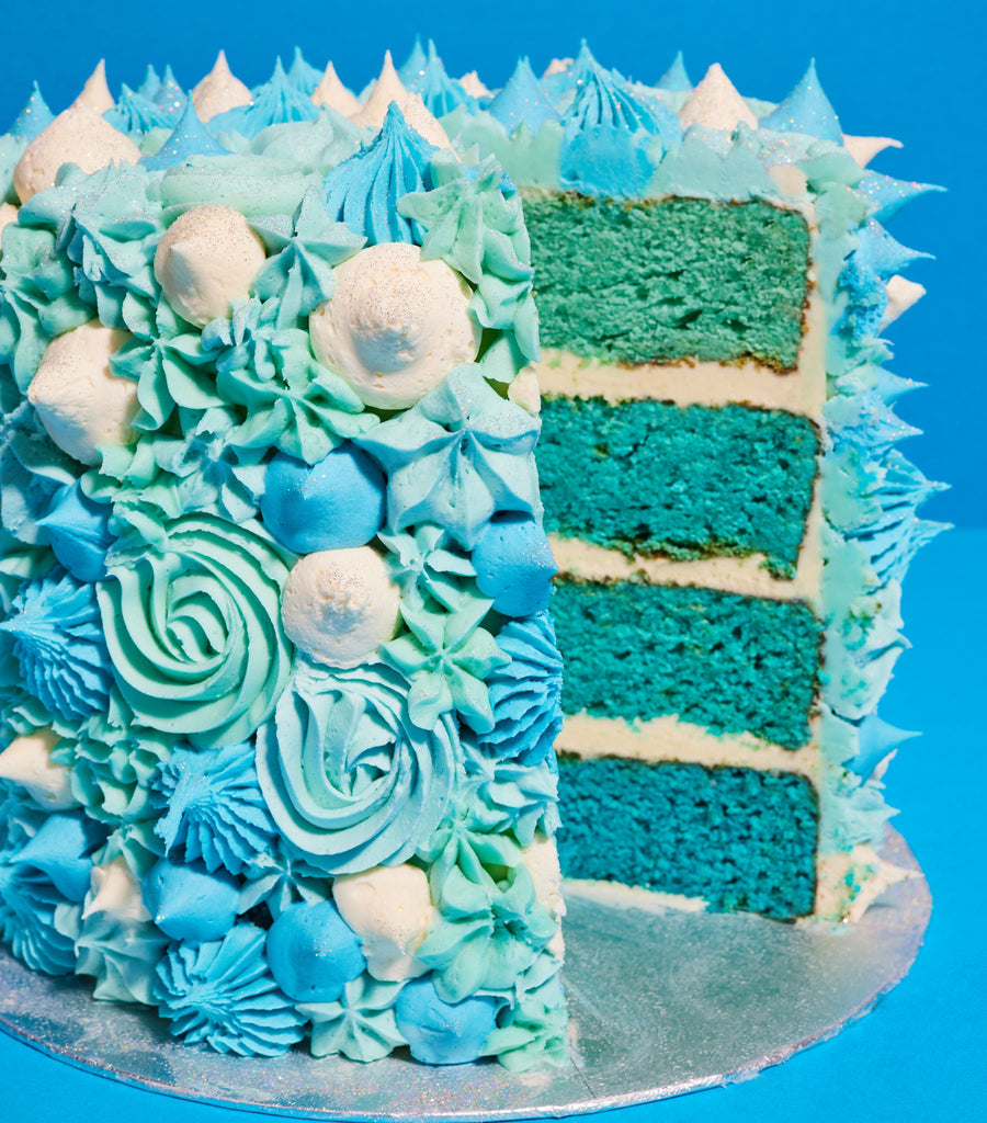 Swirl Piped Ombre Blue Cake-Flavourtown Bakery