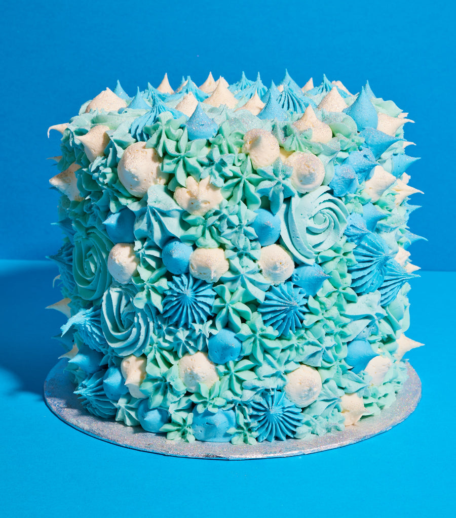 Swirl Piped Ombre Blue Cake-Flavourtown Bakery