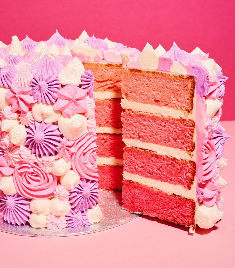 Swirl Piped Ombre Pink Cake-Flavourtown Bakery
