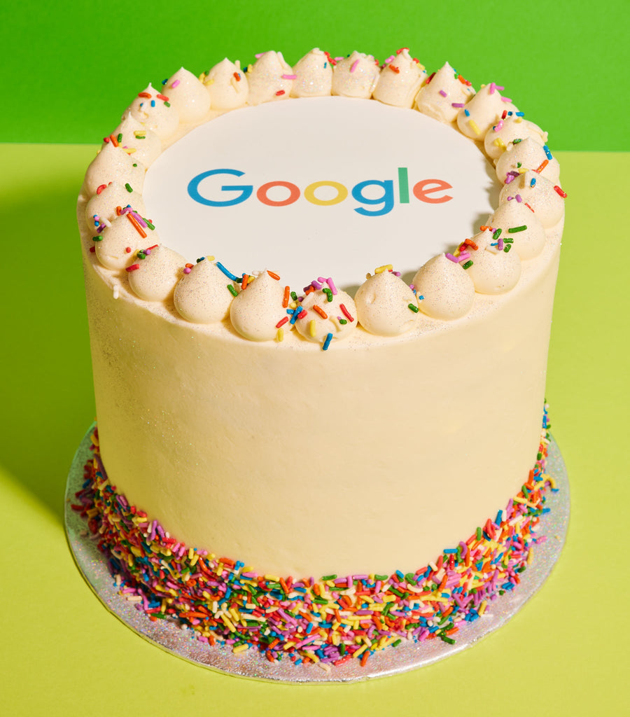 Vanilla Rainbow Logo Cake-Flavourtown Bakery